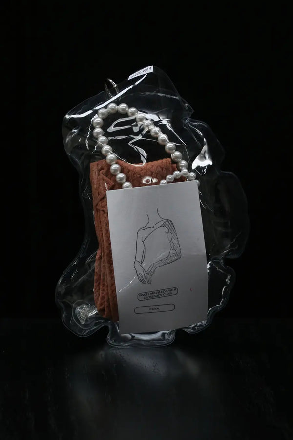 Rui Zhou R014 Series Cross Pearl Long Chain Single Glove RUI-R014-AW20-FENHONG Pink